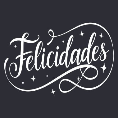 Felicidades İspanyolca Tebrikler Şık Senaryo Tişört baskı vektörünün tipografisi