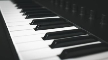 A midi keyboard close-up, piano keys, copy space. clipart