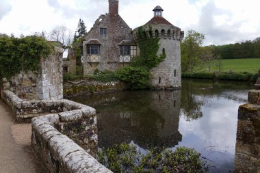 Scotney Castle in Kent England with moat and surrounded by farmland. DSC03419 High quality photo clipart