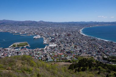 Hakodate Dağı 'ndan Hakodate şehri 2024 yılında bir Japon gemi gezisinde görüldü. DSC08219. Yüksek kalite fotoğraf