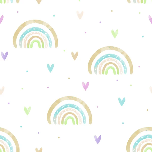 Güzel bebek nötr bohem gökkuşağı kusursuz desen. Trend gökkuşağı yüzeyi. Bebek partisi davetiyeleri, kartlar, bebek odası posterleri, kumaşlar için Boho gökkuşağı.