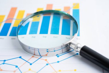 Grafikte büyüteç var. Finans ve ticaret.