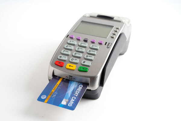 POS terminal for payment, finance and shopping, business and technology.