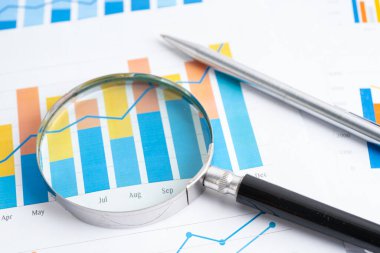 Grafikte büyüteç var. Finans ve ticaret.