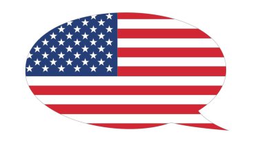 ABD bayrağı konuşma balonu, Vektör illüstrasyonu. 