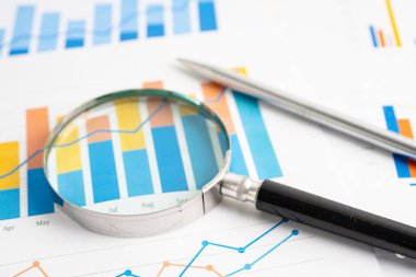 Grafikte büyüteç var. Finans ve ticaret.