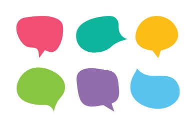 Renkli konuşma baloncuğu simgesi iletişim geometrik grafik elemanı Illustrator vektörüne ayarlandı.