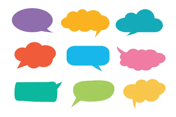 Renkli konuşma balonu simgesi iletişim geometrik grafik ögesine ayarlandı.