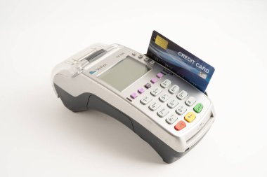 Finans ve alışveriş sektörü ve teknoloji için ödeme POS terminali.