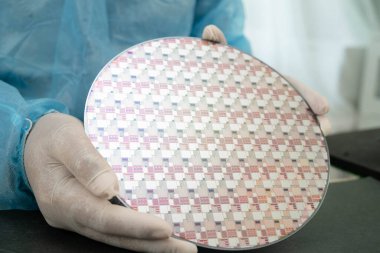 Tümleşik devre yarı iletken üretimi için silikon gofret.