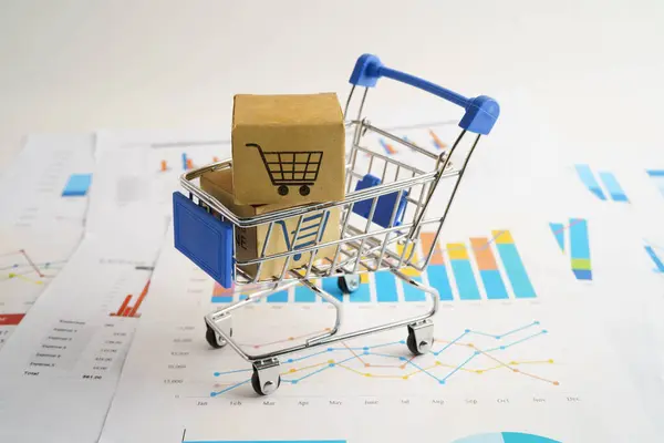 Çevrimiçi alışveriş, alışveriş sepeti iş grafiği, ithalat ihracat, finans ticareti.