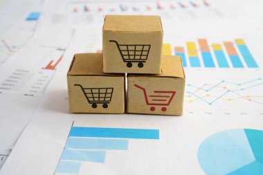 Çevrimiçi alışveriş, alışveriş sepeti iş grafiği, ithalat ihracat, finans ticareti.