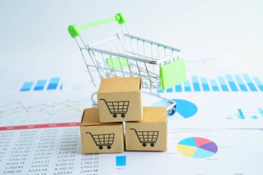 Çevrimiçi alışveriş, alışveriş sepeti iş grafiği, ithalat ihracat, finans ticareti.