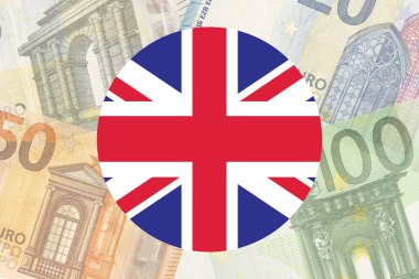 Euro banknotları üzerinde Birleşik Krallık bayrağı, yatırım sektörünü finanse ediyor.
