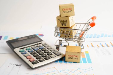 Çevrimiçi alışveriş, alışveriş sepeti iş grafiği, ithalat ihracat, finans ticareti.