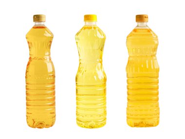 Sebze yağı ve su beyaz arka planda izole edilmiş..