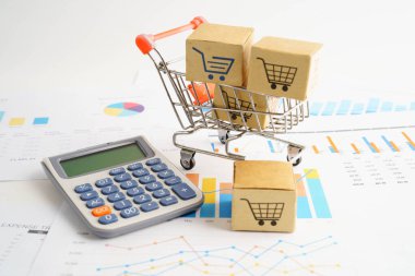 Çevrimiçi alışveriş, alışveriş sepeti iş grafiği, ithalat ihracat, finans ticareti.