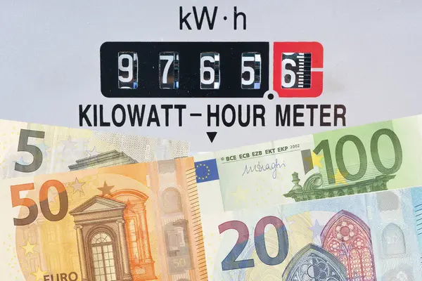 Euro para enerji maliyetli elektrik sayacı.