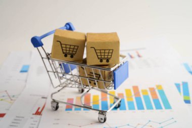 Çevrimiçi alışveriş, alışveriş sepeti iş grafiği, ithalat ihracat, finans ticareti.