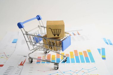 Çevrimiçi alışveriş, alışveriş sepeti iş grafiği, ithalat ihracat, finans ticareti.