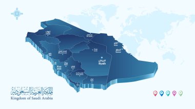 Dünya haritalı Suudi Arabistan haritası, soyut tasarım vektörü