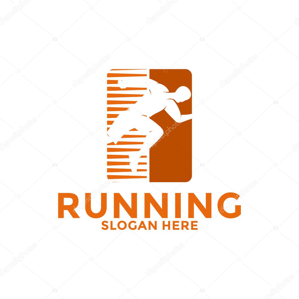 Running and marathon logo design template, Run Club Logo, Abstract People Running logo vector
