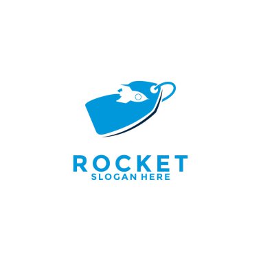 Shop with rocket logo design template. shopping logo design inspiration, shop logo template