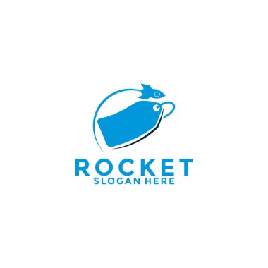 Shop with rocket logo design template. shopping logo design inspiration, shop logo template