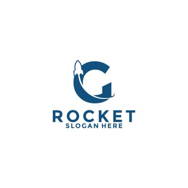 Letter G rocket logo design, rocket launch logo vector image with letter