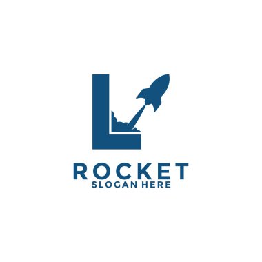 Letter L rocket logo design, rocket launch logo vector image with letter