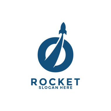 Letter O rocket logo design, rocket launch logo vector image with letter