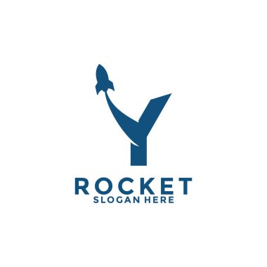 Letter Y rocket logo design, rocket launch logo vector image with letter