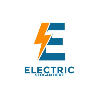 Initial Letter E with Lightning logo, Electric Logo Vector, Creative Thunderbolt Energy Power Logo vector