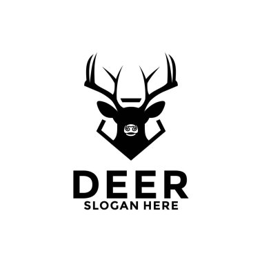 Deer and shield logo design template. deer head logo icon, deer shield icon vector