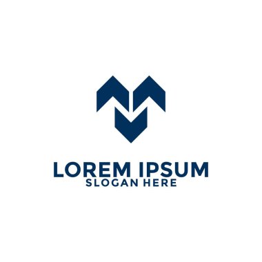 Arrow logo dizaynlı M veya MT harfi, İlk Kimlik İş ve Finans logo şablonu