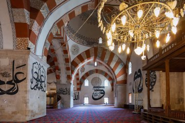Edirne, Turkey - August 2022 : The Old Mosque in Edirne City of Turkey. it is one of the landmark mosques and Edirne was capital of Ottoman Empire