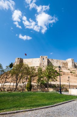Gaziantep castle, or Kalesi, in the old town of Gaziantep, Turkey, taken in 2021 it is a historical landmark in the city.