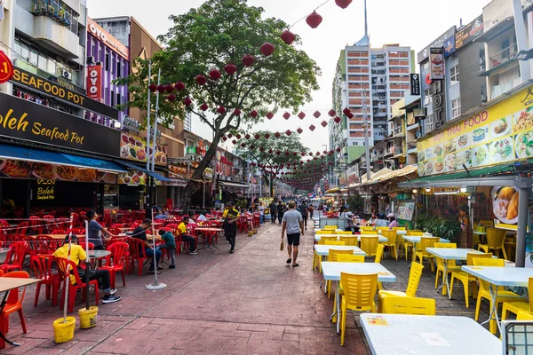 Kuala Lumpur Malasia Diciembre 2022 Calle Jalan Alor Con Restaurantes —  Fotos de Stock