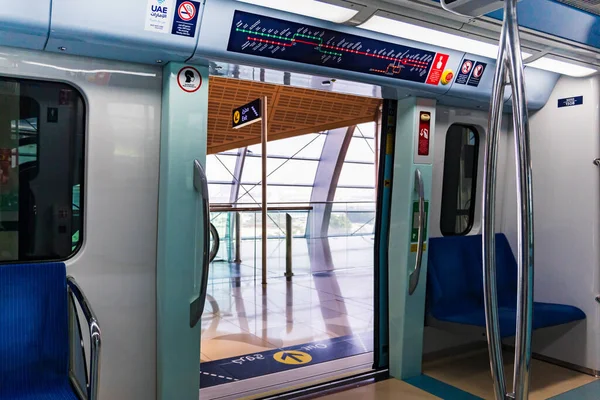 stock image Dubai, UAE - October 2022: Dubai Metro train carriage. Dubai Metro is a rapid transit rail network in the city of Dubai, United Arab Emirates