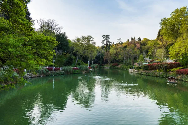 Yildiz Park lake view in Besiktas area of Istanbul, Turkey. It\'s a popular and famous park for local people and tourists