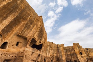 Dara ancient site and the rock tombs near the city of Mardin, Turkey. The view of archaeological site of Dara, Mesopotamia, Turkey. 