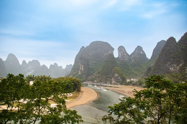 Long Řeka Krasové Horské Krajiny Yangshuo Guilin Čína — Stock fotografie