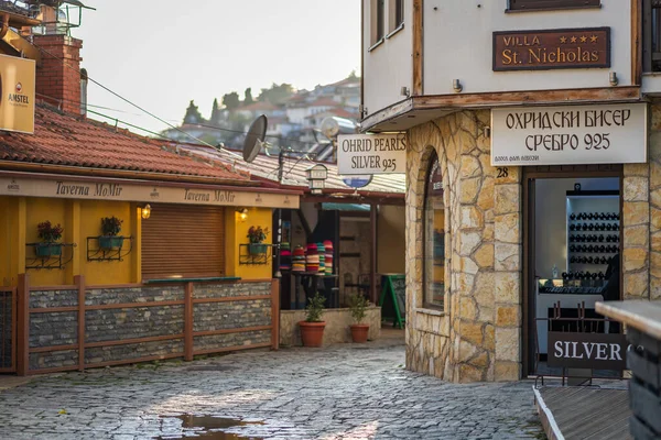 Ohrid Macedónia 2023 Ohrid Utca Észak Macedóniai Ohrid Óvárosában — Stock Fotó