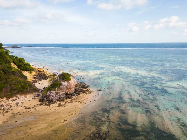Lombok Indonézia Beach Ocean Drone Légi Kilátás Táj Kuta Mandalika — Stock Fotó