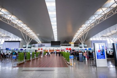 Hanoi, Vietnam - 12.15.2023: Hanoi, Vietnam 'daki Noi Bai Uluslararası Havaalanı. Hanoi Havaalanı Vietnam 'daki en yoğun ikinci havaalanıdır.