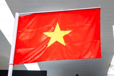 Vietnam bayrağı yakında, Hanoi, Vietnam 'da ulusal bir Vietnam bayrağı