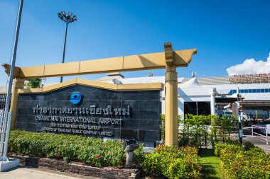 Chiang Mai, Tayland - 12.02.2023: Chiang Mai Uluslararası Havalimanı, Tayland. Gidiş terminali