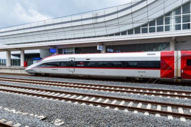 Bandung, Indonesia - 03.12.2024: Whoosh, the first high-speed railway in Southeast Asia, and the Southern Hemisphere, opend in 2023 clipart