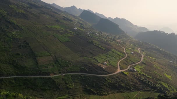 Giang Landschap Luchtfoto Drone Zicht Noord Vietnam Populaire Giang Loop — Stockvideo