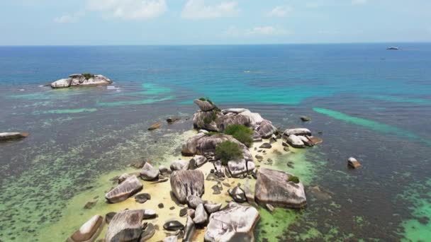 Pantai Belitung Dan Pulau Pulau Drone Terlihat Indah Pemandangan Udara — Stok Video